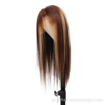 Mixed Color 4/27 Piano Color Hair Lace Front Wig High Quality Human Hair Ombre Highlight 4*4 HD Lace Closure Wig For Black Woman